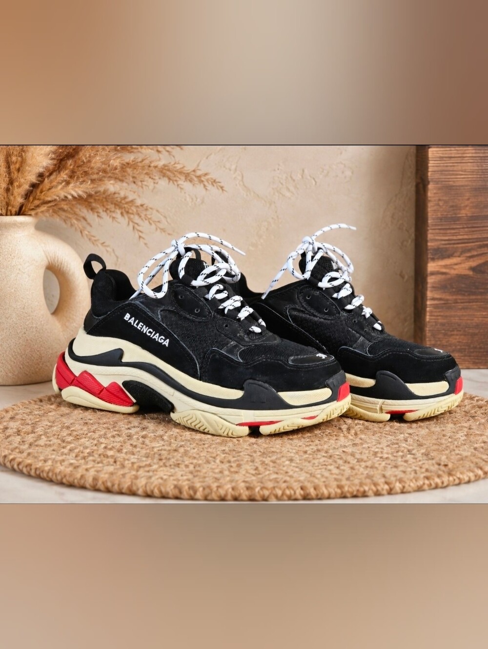 Balenciaga Black Suede & Canvas Chunky Sneakers Fully Authenticated